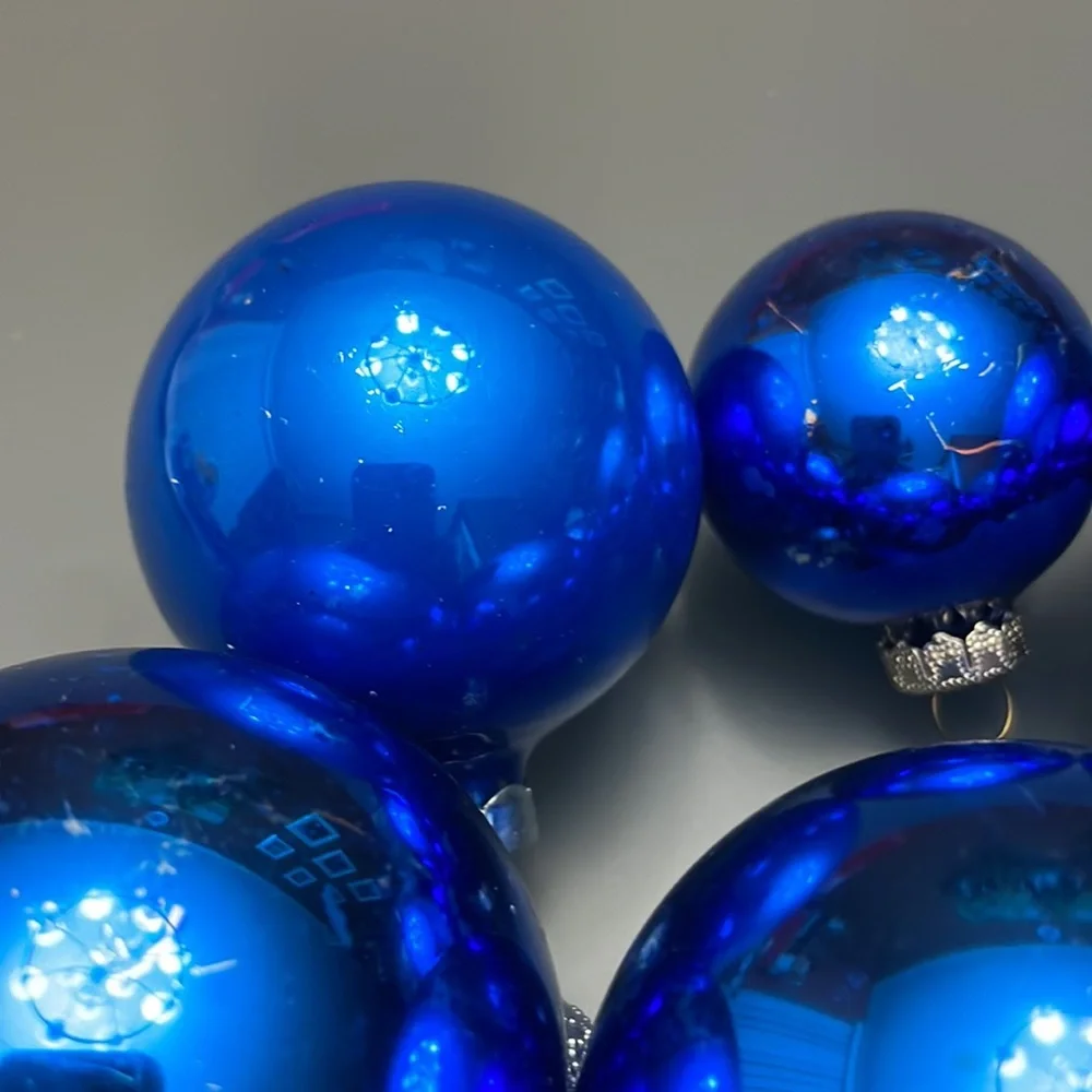 Lot of 9 Vintage Rauch Christmas Ornaments blue glass balls variety 1.5-2.5”
